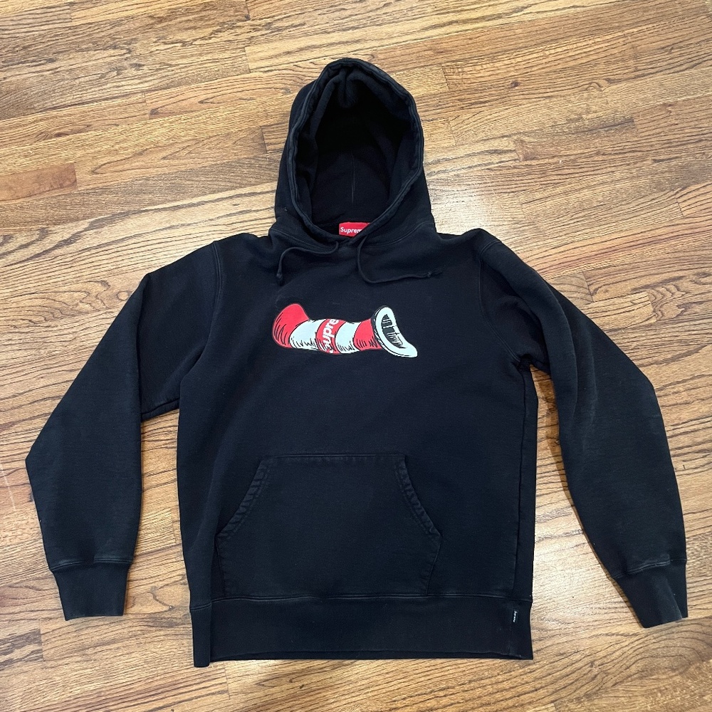 Authentic Supreme Cat in the Hat Black Hooded Sweatshirt | L